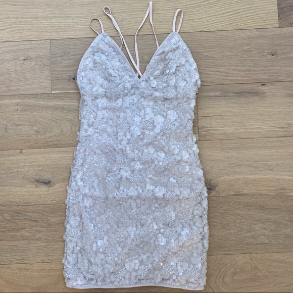 SOLD Forever 21 Nude Blush Sequin Spaghetti Strap Dress - Picture 6 of 8